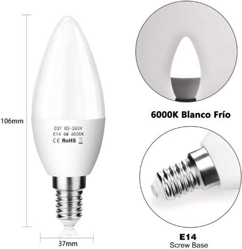 Imagen de Bombilla Vela 6W Tmp E14 6000K Lye-8795