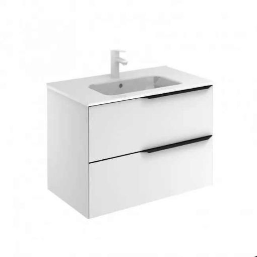 Imagen de Set Mueble+Lavabo Mio Blanco Mate Tirador Negro C0
