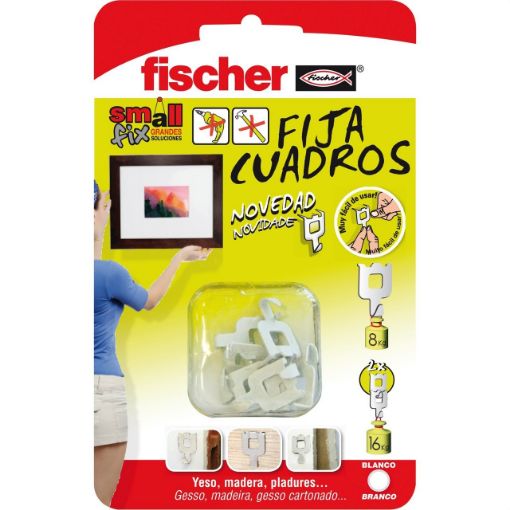 Imagen de Blister Fija Cuadros Blanco 8 Ud 522206 