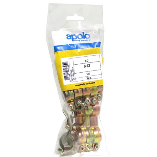 Imagen de Bolsa 10 U. Abrazadera L Doble M6 Ø22 B22Ad 