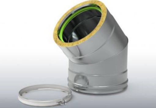 Imagen de CODO 45° DOBLE PARED 100-150 INOX 10-45DP316 FIG