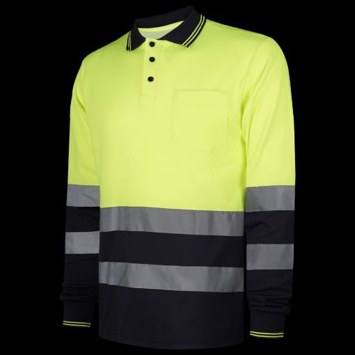 Imagen de POLO DE ALTA VISIBILIDAD AMARILLO/MARINO TALLA L WORKO