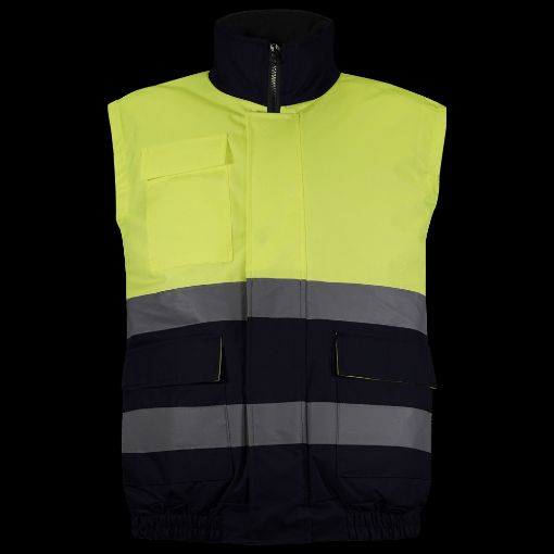 Imagen de CHALECO DE ALTA VISIBILIDAD OXFORD AMARILLO/MARINO TALLA L WORKO