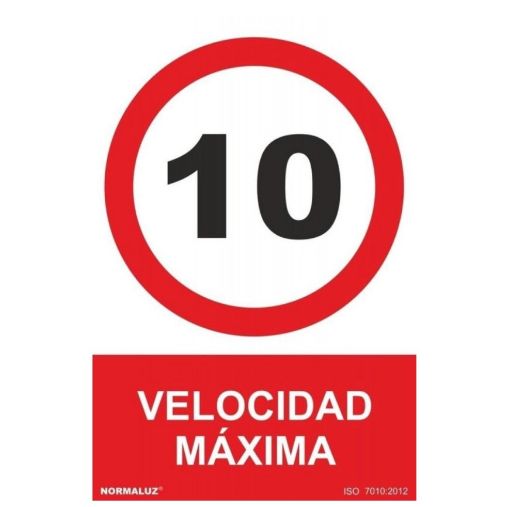 Imagen de SEÑAL PELIGRO VELOCIDAD MÁXIMA 10 210X300 MM