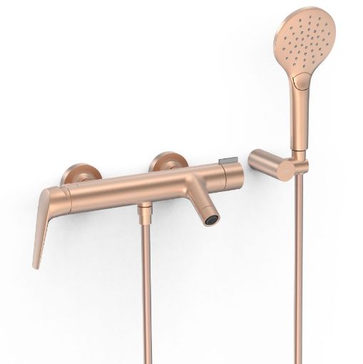 Imagen de GRIFO MONOMANDO MURAL ORO ROSA MATE 28117001OPM TRES